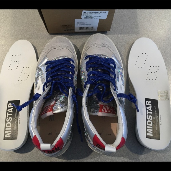 Golden Goose Mid Star Sneaker Silver Paillette NIB - Picture 7 of 8